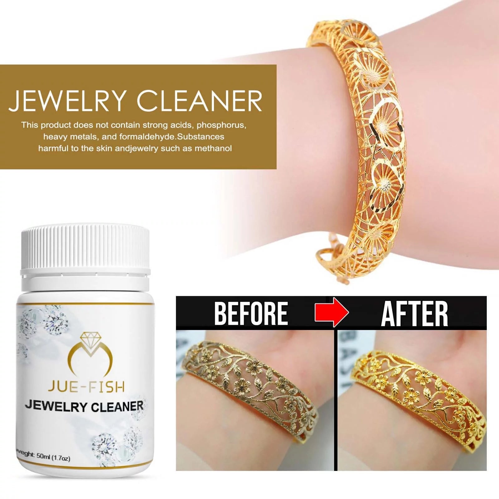 , Gold and Silver , Toxin and Chemical-Free Jewelry Cleaning Solution, Gentle Cleaner Spray for Shine & Brilliance to Gold, Platinum, Precious Gemstones & Diamond