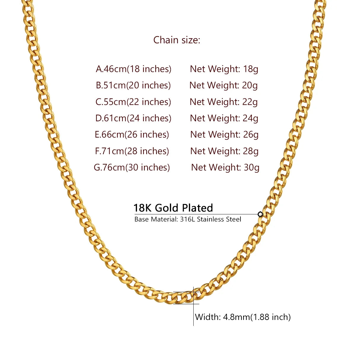 Rappers Chain for Men 24 Inch 18K Gold Filled Heavy Necklace Mens Gift