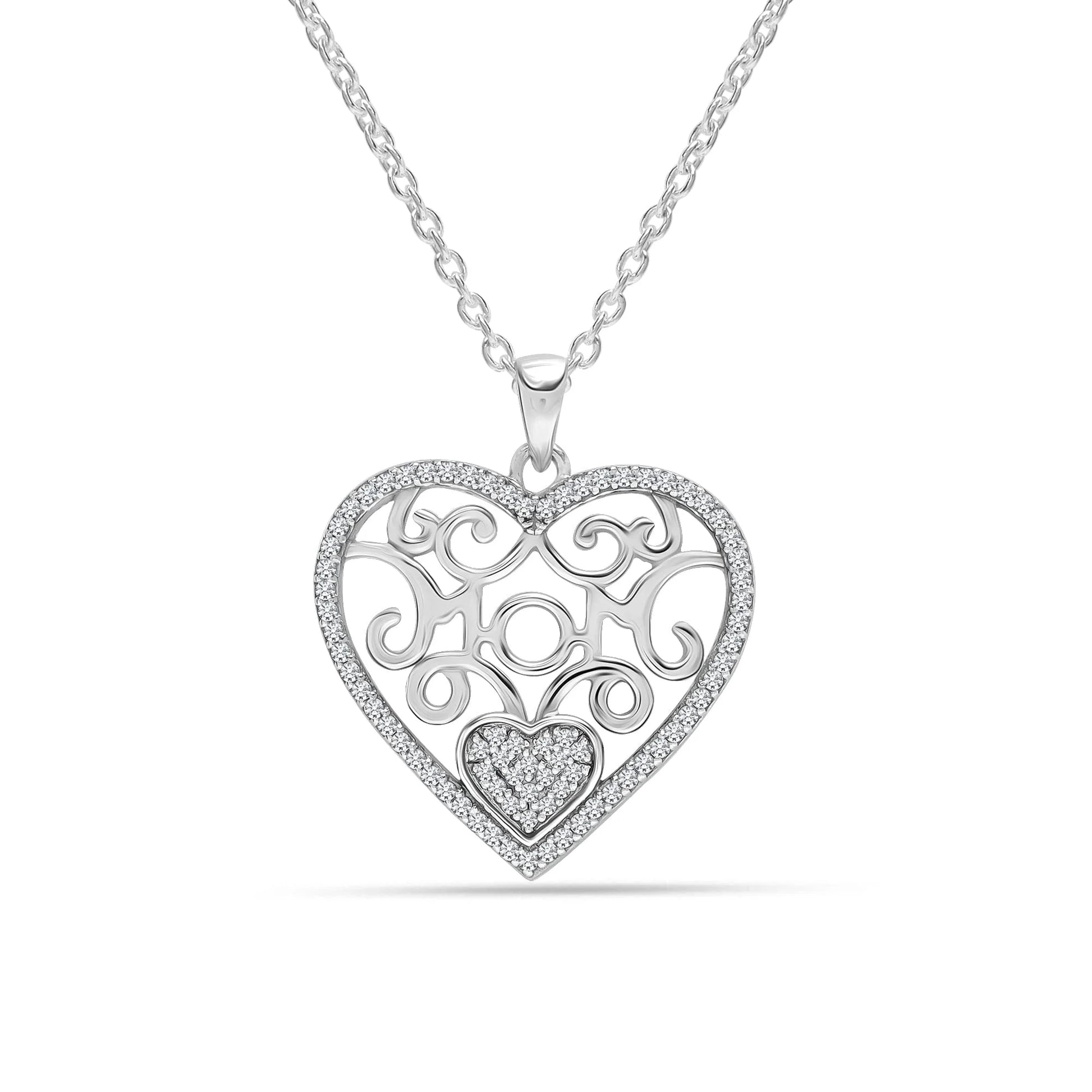 925 Sterling Silver Inspiration Engraved Necklace I-Love-You To-The-Moon-And-Back Heart Pendant with Chain Jewelry Gifts for Women and Teen 18+2" Inch